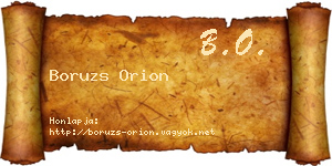 Boruzs Orion névjegykártya